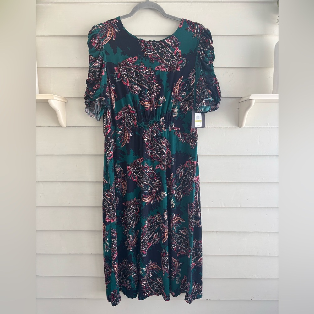JH Paisley Midi Dress Pea/Peacock Women’s Size 14 New With Tag